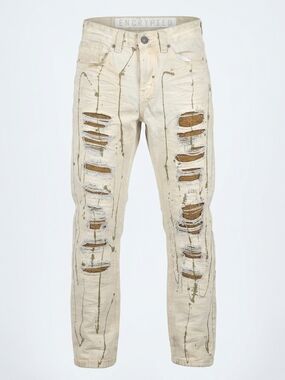 ENCRYPTED Distressed Paint Splatter Jeans - Size 32 - Streetwear‎ Edgy Grunge